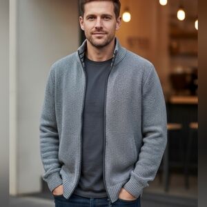 Buffalo David Bitton Men's Zip Up Gray Sweater